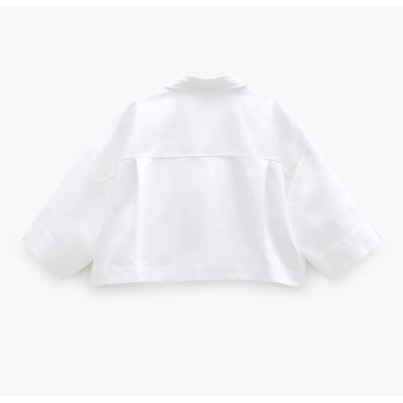 ZARA CROPPED SHIRT WITH POCKETS LINEN BLEND - Picture 3 of 4